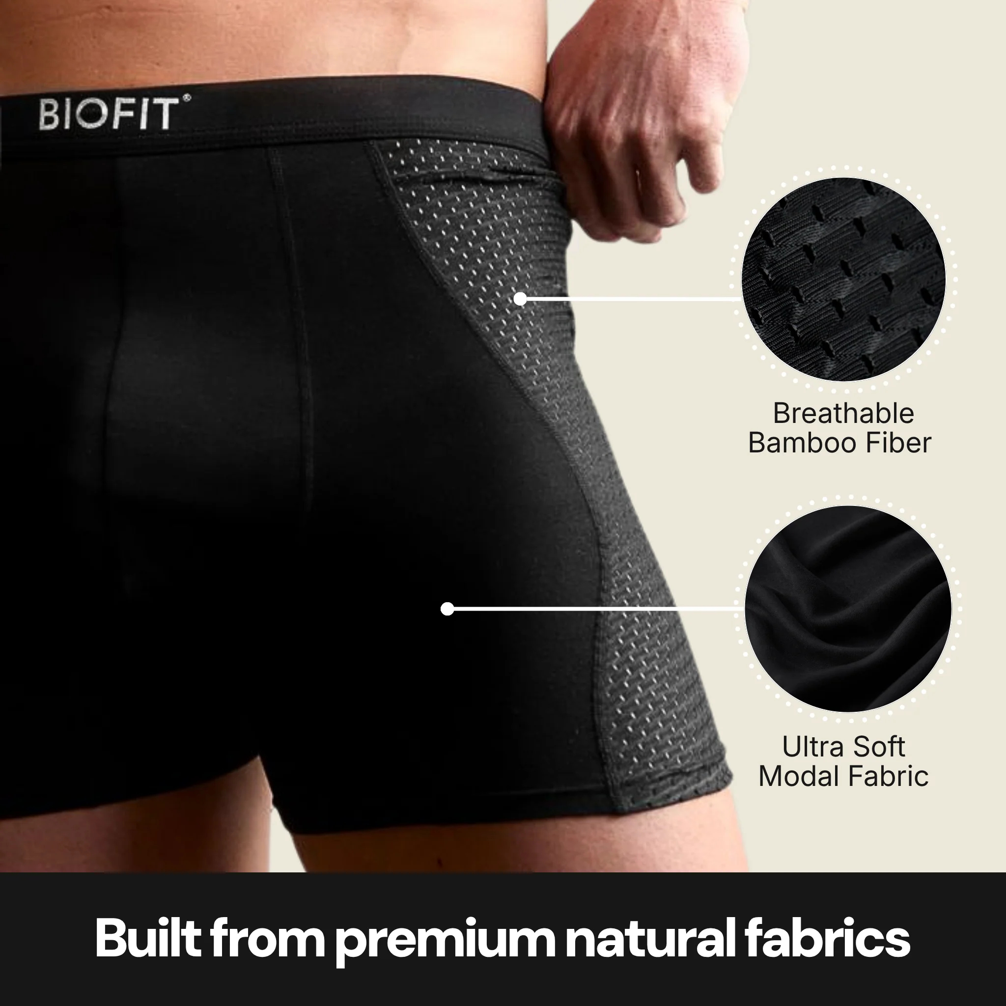 BIOFIT® Origins Black Boxers 3-Pack - Image 3